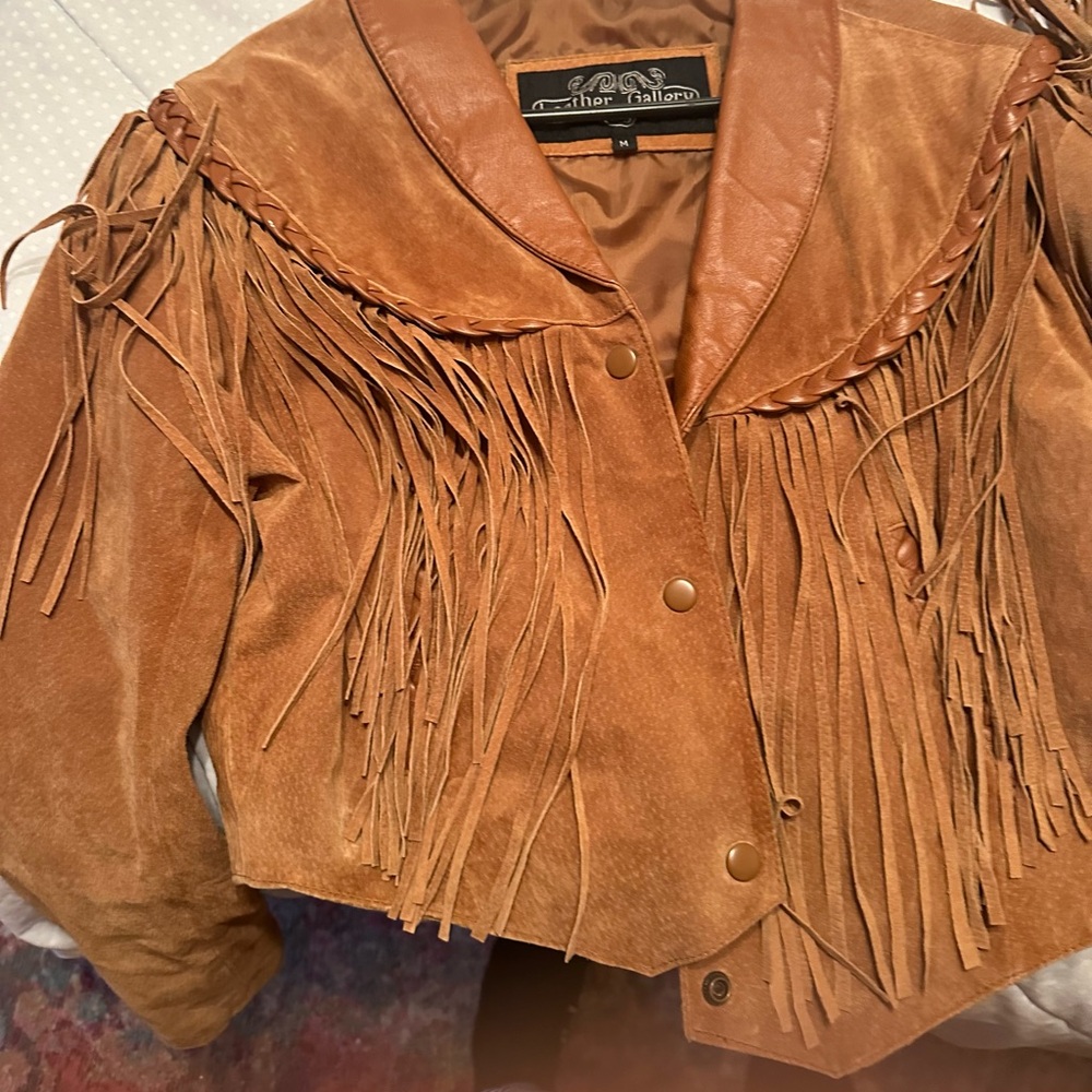 Suede leather crop jacket